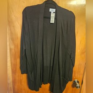 Croft & Barrow Women's Black Open Front Cardigan Sweater Long Sleeve Size 0X NWT